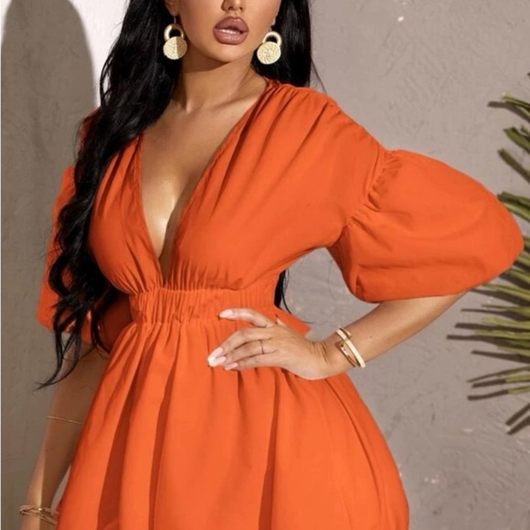 Orange SHEIN dress. There are tiny little spots on the front , barely visible - Picture 2 of 7